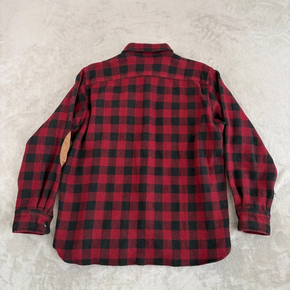 VTG Polo Ralph Lauren Country Work Shirt‎ Men Large Red Plaid Elbow Patch READ